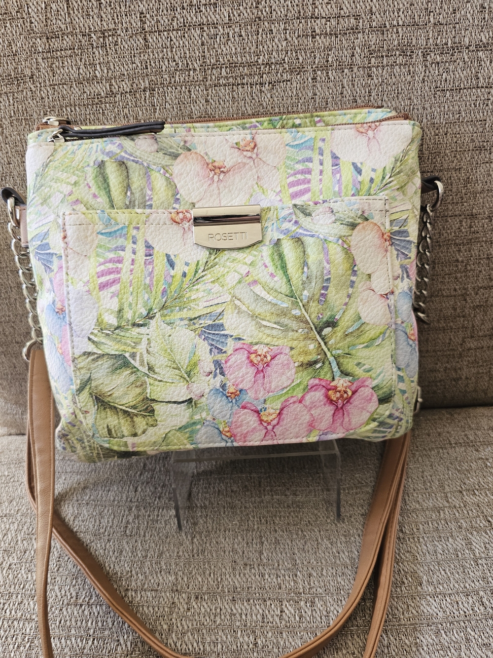 NWOT Rosetti Pastel Tropical Floral Crossbody Bag Pink Green Botanical